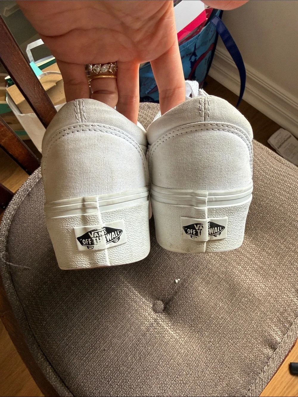 Classic White Vans with platform
